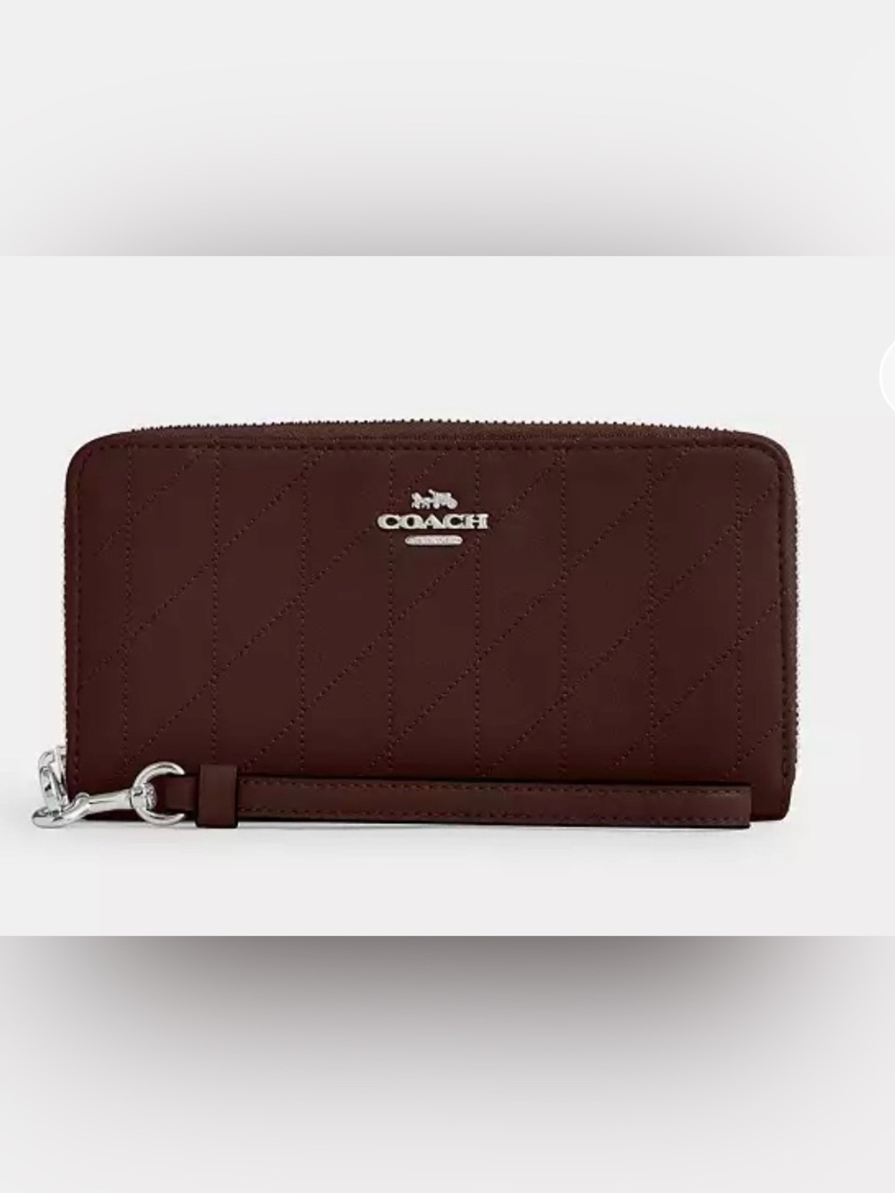 COACH Quilted Leather Wrist Wallet in Dark Brown
